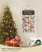 Bikoney Picture Frames Collage Wall Decor Photo Hanging Display Picture Board Wood Rustic Frames for Home Dorm Room Decor with Blackboard and 30 Clips Vintage Black