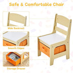 Kids Table and Chair Set, 3 in 1 Wooden Activity Table with Detachable Tabletop, Toddler Table and Chair Set with Storage Drawer, Kids Play Table for Children Art, Craft, Eating, Learning
