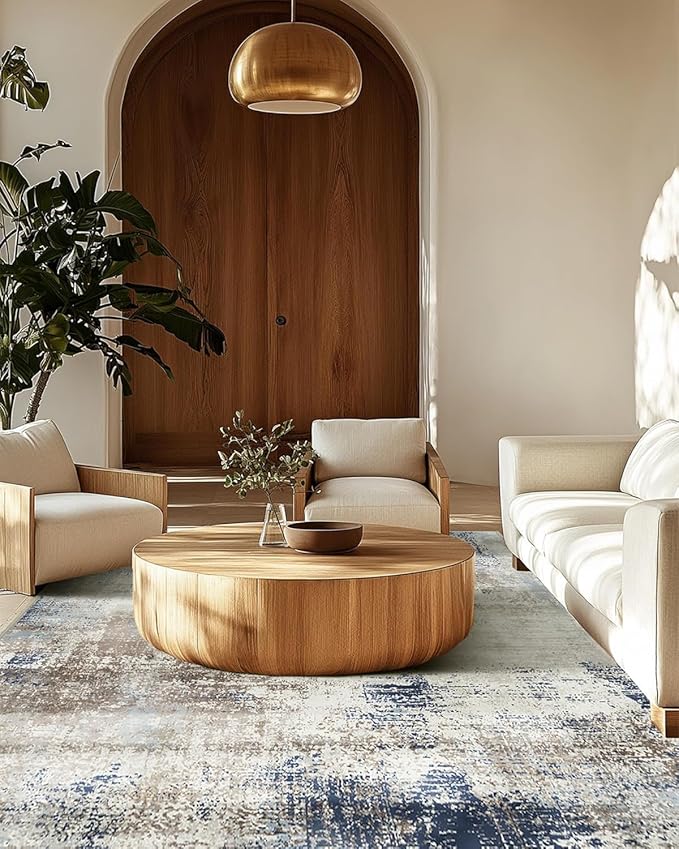 Area Rugs 3x5 Machine Washable Rug for Bedroom Living Room, Large Modern Abstract for Dining Room, Indoor Low Pile Carpet Soft Rugs with Non Slip Rubber Backing, Abstract Blue Gray