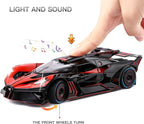 Toy Car Model for Bugatti Compatible with 1:24 Bugatti Bolide Alloy Diecast Car Toy with Lights and Music, Pull Back Car Toys for Kids Boys Girls Gift (Red)