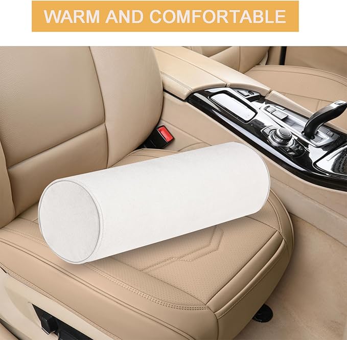 Cylinder Round Memory Foam Support Pillows Cervical Neck Roll Pillow with Pillowcase Soft, Comfortable and Breathable for Sleeping, Chair, Car, Sofa，Travel (White, 24x6)