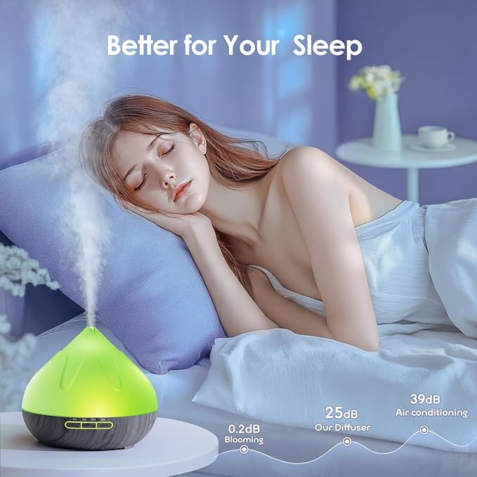 500ML Essential Oil Diffuser: Aroma Diffuser with Remote Control for Hotel Spa Yoga Room Humidifier with 14 Colors LED Night Light for Bedroom Home Relaxation, Black