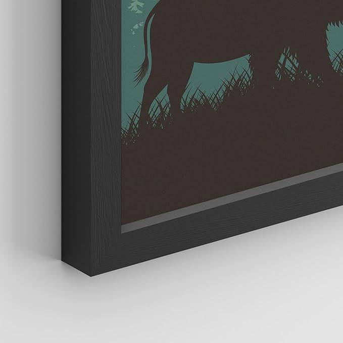 SIGNWIN Framed Country Farmhouse Vibrant Bison Wall Art, Set of 4 Silhouette Animals Wall Decor Prints, Wilderness Nature Wall D¨¦cor for Living Room, Bedroom - 12"x16" Black