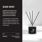 Black Velvet Reed Diffuser Set, Luxury Hotel Inspired Home Diffuser with Hints of Zesty Citrus, Juicy Black Fig, and Floral Rose, Lasting 4 Month Longevity, 100mL