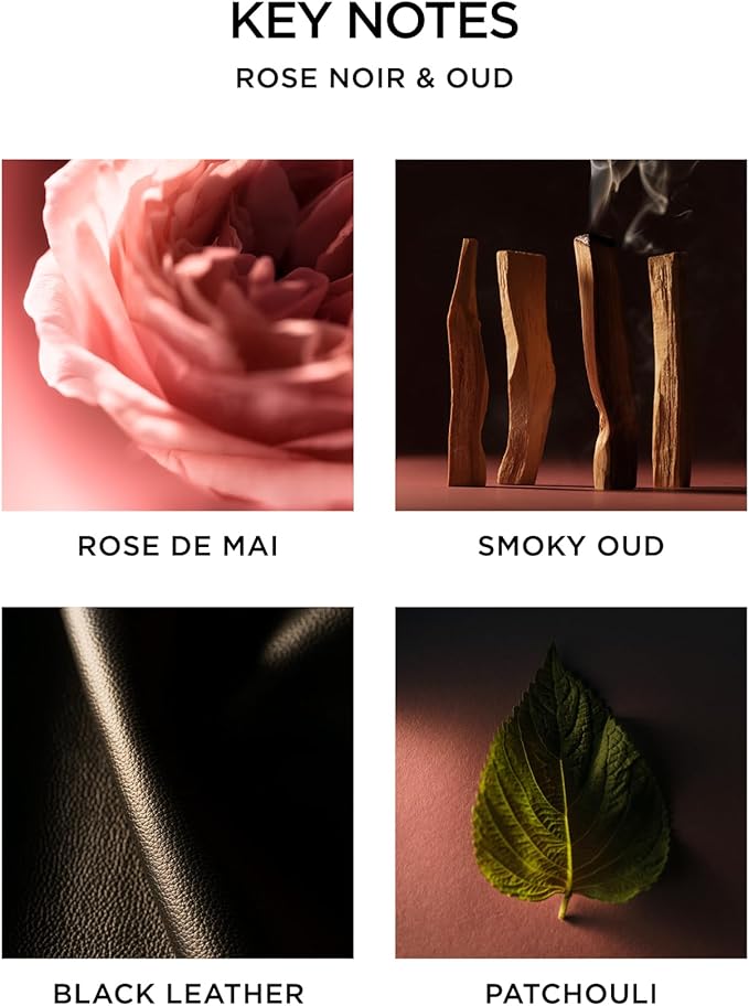 NEST New York Reed Diffuser, Rose Noir & Oud - 5.9 fl oz - Fragrance for Up to 90 Days - Reusable, Refillable Glass Holder - Includes 8 All-Natural Reed Sticks - Flame Free