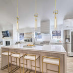 Brass Pendant Lights,Modern Glass Pendant Lights Kitchen Island,21.6'' Farmhouse Gold Kitchen Pendant Lighting Over Island for Dining Table,Bathroom,Bedroom,Included E26 Bulb