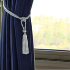 Fenghuangwu Curtain Tiebacks Tassel Tie-Backs, Rope Curtain tie Backs Handmade Curtain Holdbacks Made from Polyester (Light Blue, 2p)