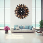 24'' Large Wall Clock for Living Room Deco Boho Decorative Big Oversized Silent Battery Operated Farmhouse Wood Wall Clock for Office Home Dinning Room Bedroom Kithen