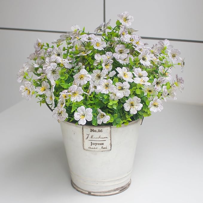 White Artificial Outdoor Flowers 12 Bundles Daisy Elegant All-Weather Spring Summer Decoration Realistic Look for Outdoor Front Porch Events and Landscaping (White Daisy)