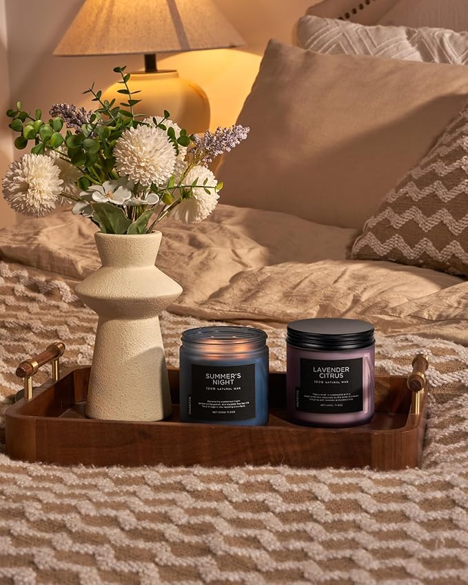 M&SENSE Summer's Night Scented Candle, 11.6oz Natural Soy Wax Clean Non Toxic for Home, Medium 2 Wick Gifts for Men, Up to 70 Hours Burn time, Manly Candles for Bedroom