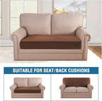 H.VERSAILTEX Velvet Stretch Individual Couch Cushion Cover Plush Slipcover for Loveseat Sofa Furniture Protector Seat Cover (1 Piece Loveseat Cushion Cover, Caramel)