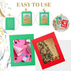 Janlaugh 100 Pcs Paper Photo Frames 4x6 Paper Frame with 100 Clip 10 String Kit DIY Hanging Cardboard Photo Holder Back to School Wall Decor Wedding Home(Red, Green)