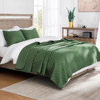Exclusivo Mezcla Reversible Full Queen Quilt Bedding Set with Pillow Shams, Lightweight Quilts Queen Size, Soft Bedspreads Bed Coverlets for All Seasons - (Olive Green, 90"x96")