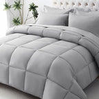 JOLLYVOGUE King Comforter Set, Ultra-Soft Bed in a Bag King Size 7 Pieces, Oeko-TEX Certified Bedding Set with Down Alternative Comforter, Sheets, Pillowcases & Shams, Light Grey