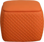 Ottoman Rectangular Storage Ottoman Bench, Faux Leather Footrest, Stool Footstool for Living Room, Bedroom, Entryway, Orange, 19.5"x15.5"x18"