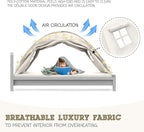 Beige Full Bed Tent for Kids Indoor Fort - Magical Dream Tents for Boys Pop Up Toddler Bed Canopy for Girls Bunk Bed Tent for Top Bunk - Sensory Sleep Pod for Kids Educational