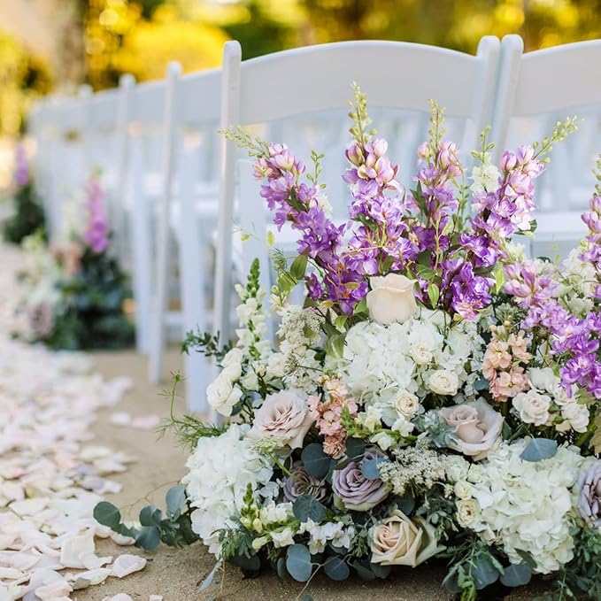 Purple Delphinium Artificial Flowers 29.5" with Clematis Greenery 8PCS Long Stem Flowers for Tall Vase Purple Silk Flowers for Faux Flowers Arrangement Home Party Wedding Decor