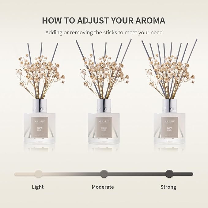 Airkeep Reed Diffuser Set,3.38 fl oz (100 ml) - Cashmere Vanilla Oil Diffusers with 8 Reed Sticks, Home Fragrance Reed Diffuser for Bathroom Shelf Decor