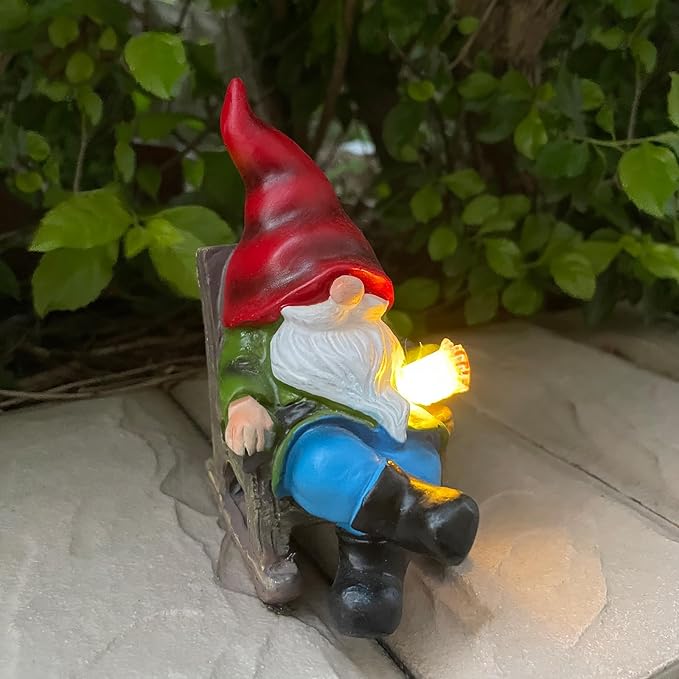 Solar Gnomes Decor Outside Mini Gnome Figurines Outdoor Solar Porch Patio Garden Miniatures Gnomes Decor Gift for Women Grandma Mother's Day Birthday