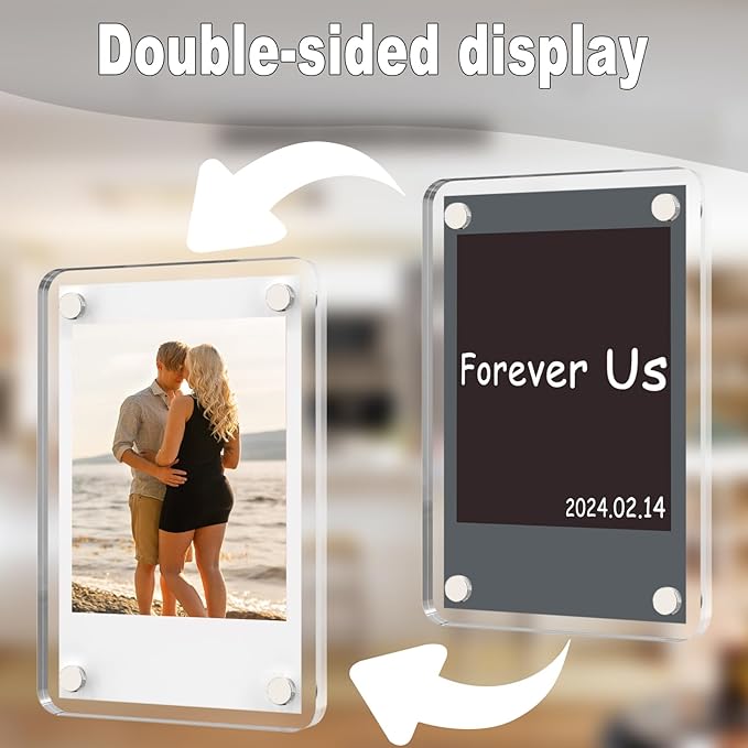 HELPLEX Acrylic Fridge Magnetic Frame, 12 Pack Polaroid Magnet Frame 2.36 x 3.54 Inch Double Sided Refrigerator Magnet Picture Frame for Fujifilm Instax Mini, Clear Photo Display Frames