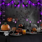 Halloween Horror Atmosphere Lights, Orange&Purple LED String Lights with 9.9FT Creepy Black Gauze, Battery Powered with Timer & 8 Flashing Modes (2 Pack Purple)