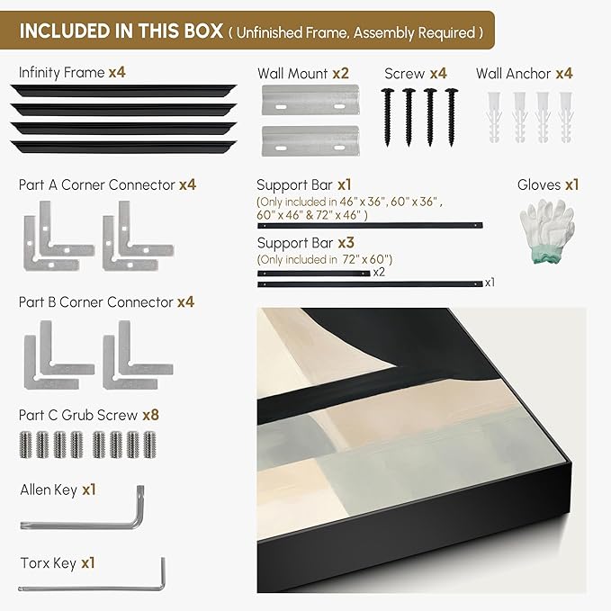 SIGNWIN 46"x72" Extra Large Framed Wall Art Modern Neutral Abstract Geometric in Black and Beige, Clean Minimalist Design for Home Living Room Bedroom Decor (Frame Assembly Required)