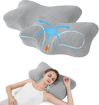 Cervical Pillow for Neck Pain Relief,Memory Foam Ergonomic Neck Support Pillow for Side Back&Stomach Sleepers with Pillowcase,Contour Best Bed Anti-Snoring Pillows for Sleeping-2Pack
