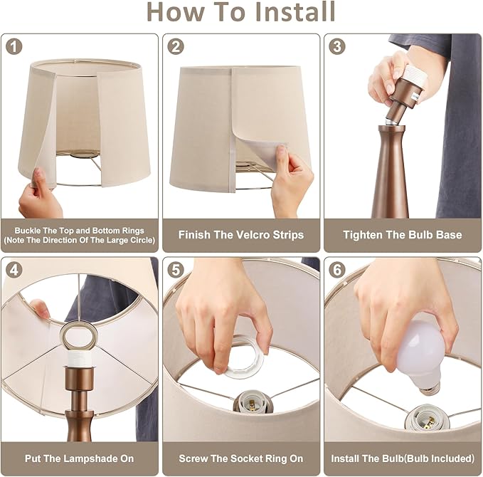 Seealle Modern Table Lamps Set of 2 - Touch Bedside Lamp for Nightstand with USB C+A,3-Way Dimmable Brown Nightstand Lamps for Living Room Bedroom End Table with Oat Shade(Bulb Included)