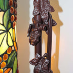 Bieye L10399 Grapes Tiffany Style Stained Glass Long Cylinder Table Lamp, Floor Lamp, 33-inch Tall