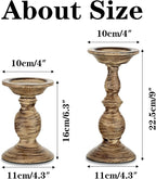 Sziqiqi Vintage Pillar Candle Holders Distressed Metal Candleholder, Shabby Chic Candle Stand Candlestick Holder Decorative Table Centerpiece Fireplace Decor Set of 2