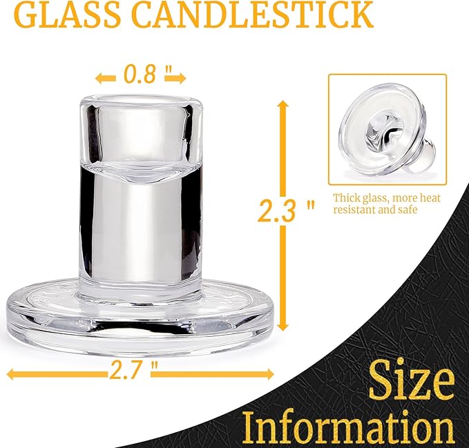 24PCS Taper Candle Holders Bulk,Clear Glass Candlestick Holders,Heat-Resistant Glass Candle Holder for Table Centerpieces, Wedding,Dinner Party and Home Decor