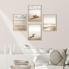 SIGNWIN Framed White Minimal Beach Shore Ocean Sea Seashell Wall Art, Set of 4 Landscape Colorful Wall Decor Prints, Nature Wilderness Wall Décor for Living Room, Bedroom - 12"x16" Natural