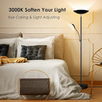 BoostArea Floor Lamp, LED 20W/2000LM Bright Torchiere Floor Lamp with 5W Adjustable Reading Lamp, Stepless Dimmable Standing Lamp, 2 Rotary Switch, Modern Floor Lamps for Living Room, Bedroom, Office