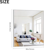 Silver Bathroom Mirror for Wall, 30x36 Inch Rectangle with Metal Frame, Modern Vanity for Bathroom Living Room, Entryway Hangs Horizontal or Vertical