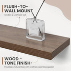 30 Inch Floating Shelves, 8 Inch Deep Floating Shelves for Wall, Hanging Shelf with Invisible Brackets, Deep Shelves for Bathroom, Bedroom, Living Room, Walnut, Set of 2