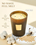M&SENSE Fudgy Cocoa Brownie Scented Candle 35oz 150H Burn Time Long Lasting, 3-Wick Natural Aromatherapy Candle Highly Scented, Home Fragrance Housewarming Gifts