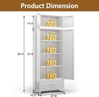 Kitchen Cabinet, 90" Tall Metal Pantry Cabinet, Freestanding Cupboards with One Drawer, Food Storage Cabinets for Dining, Living Room, White, 16" D x 32" W x 90" H, Assembly Required