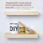 Homeforia 18 inch Wood Floating Shelves, High End Solid Natural Wood 18inch Floating Shelf for Wall Mounted, Unfinished Wooden 18in Floating Shelves, Heavy Duty Bracket, 18 X 6.5 X 1.75 inch, Set of 3