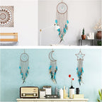 Jetec 3 Pcs Dream Catcher Moon Sun Star Design Handmade Traditional Craft Ornament Wall Hanging Home Decoration Bedroom Wedding Halloween Christmas Decorations(Dark Blue)