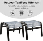 Outdoor Foot Stools Gift for Patio Ottoman Footrest Aluminum Portable Seat Wicker Furniture Stackable Dining Ottoman 2 Pack Blue