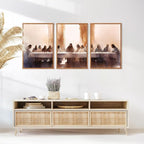 Aurlan Jesus Last Supper Bible Story Wall Art(16"x24"), 3PCS Boho Christ Christian Easter Gifts Canvas Artwork, Neutral Spiritual Religious Faith Decor Prints for Office Home
