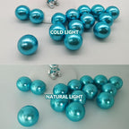 100PCS Teal Faux Pearls Beads for Centerpiece Vases, Vase Filler Faux Pearls, No Holes Filler Beads for Party Anniversary Birthday Wedding Table Decor, 14/20/30mm