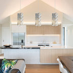 Chrome Pendant Lighting Modern Pendant Light, Mini Crystal Chandeliers,Adjustable Pendant Light Fixture for Kitchen Island Dinning Room Bedroom (3 Pack)