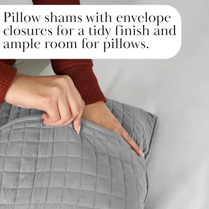 Southshore Fine Living, Inc. Summer Bedspreads Queen Size Quilts with Shams, Lightweight Full Bedding Set, Pet Hair Resistant Quilt Coverlet Queen Size/Full Bedspread with 2 Pillow Shams, Steel Grey