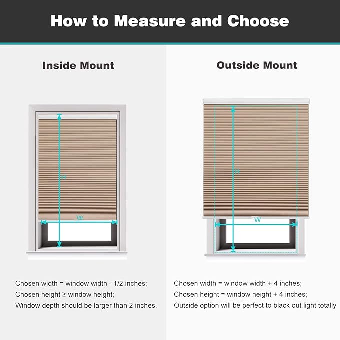 Changshade Cordless Cellular Shades, Blackout Honeycomb Shades for Windows, Pull Down Pleated Blinds, Easy to Install for Indoor Windows and French Doors,27.5" W x 72" H, Light Brown