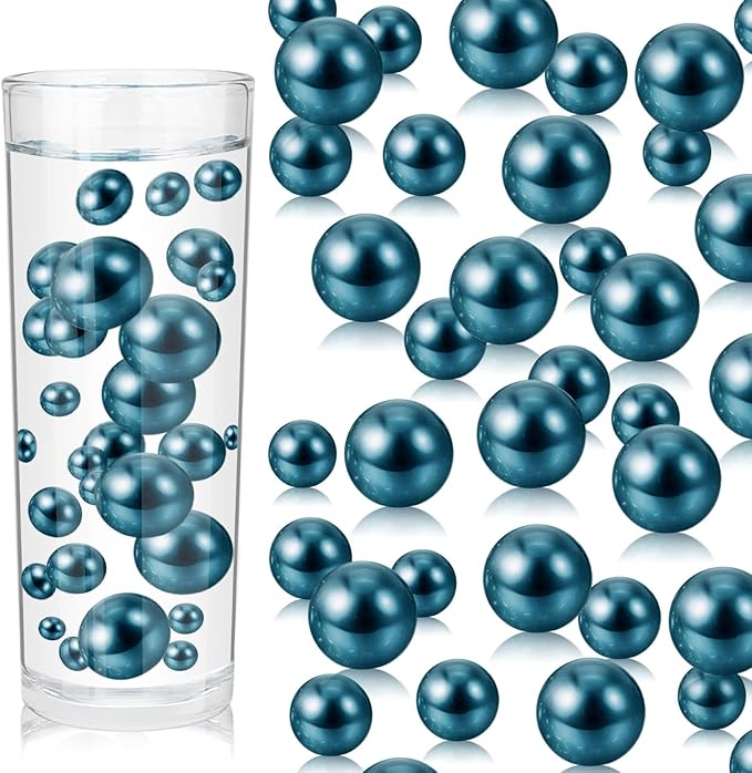 100PCS Navy Blue Faux Pearls Beads for Centerpiece Vases, Vase Filler Faux Pearls, No Holes Filler Beads for Party Anniversary Birthday Wedding Table Decor, 14/20/30mm