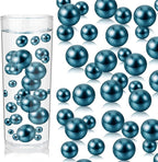 200PCS Navy Blue Faux Pearls Beads for Centerpiece Vases, Vase Filler Faux Pearls, No Holes Filler Beads for Party Anniversary Birthday Wedding Table Decor, 10/14/20/30mm