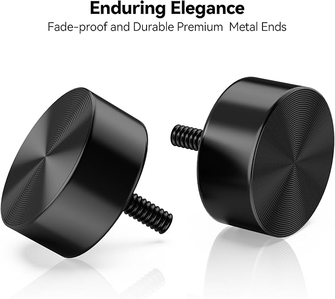 2 Pack Heavy Duty Curtain Rods 32-120 Inch, 1 Inch Adjustable Long Curtain Rods for Windows, Black Window Treatment Rod Set with Aluminium Finials, Modern Design