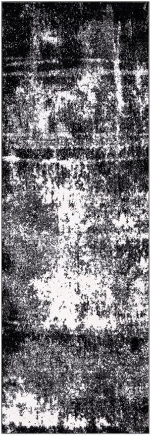 Keen Home Design Area Rugs - 2x14 Non-Shedding, Abstract Rugs for Kitchen, Living Room, Bedroom, Dining Room, Entryway - Size: 2'8" x 14', Abstract Black