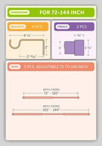 Ivilon Drapery Window Curtain Rod - End Cap Style Design 1 Inch Pole. 72 to 144 Inch Color Black